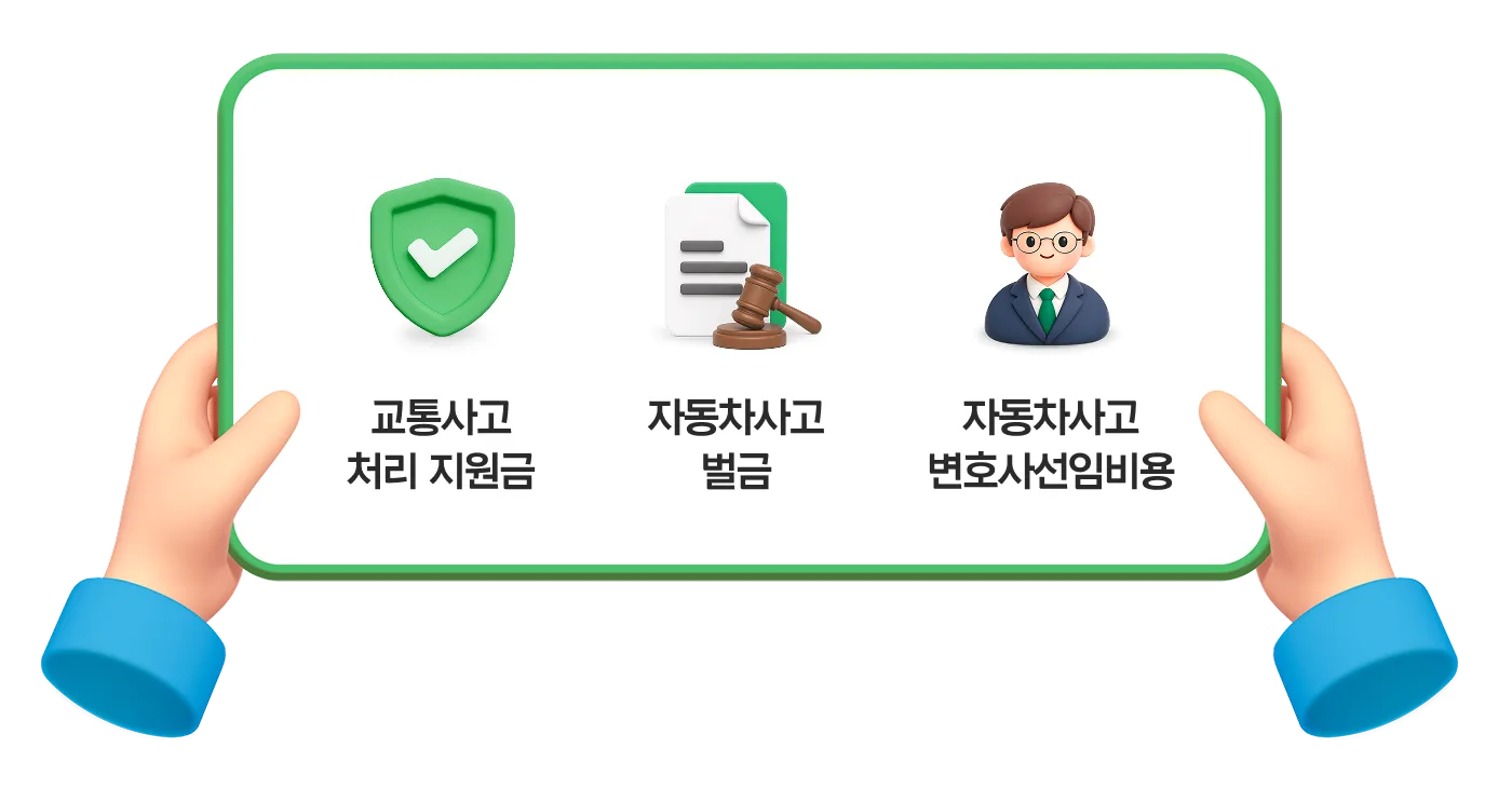 사고 후 운전자 비용 부담 대비 보장 안내: 교통사고 처리 지원금, 자동차사고 벌금, 자동차사고 변호사선임비용