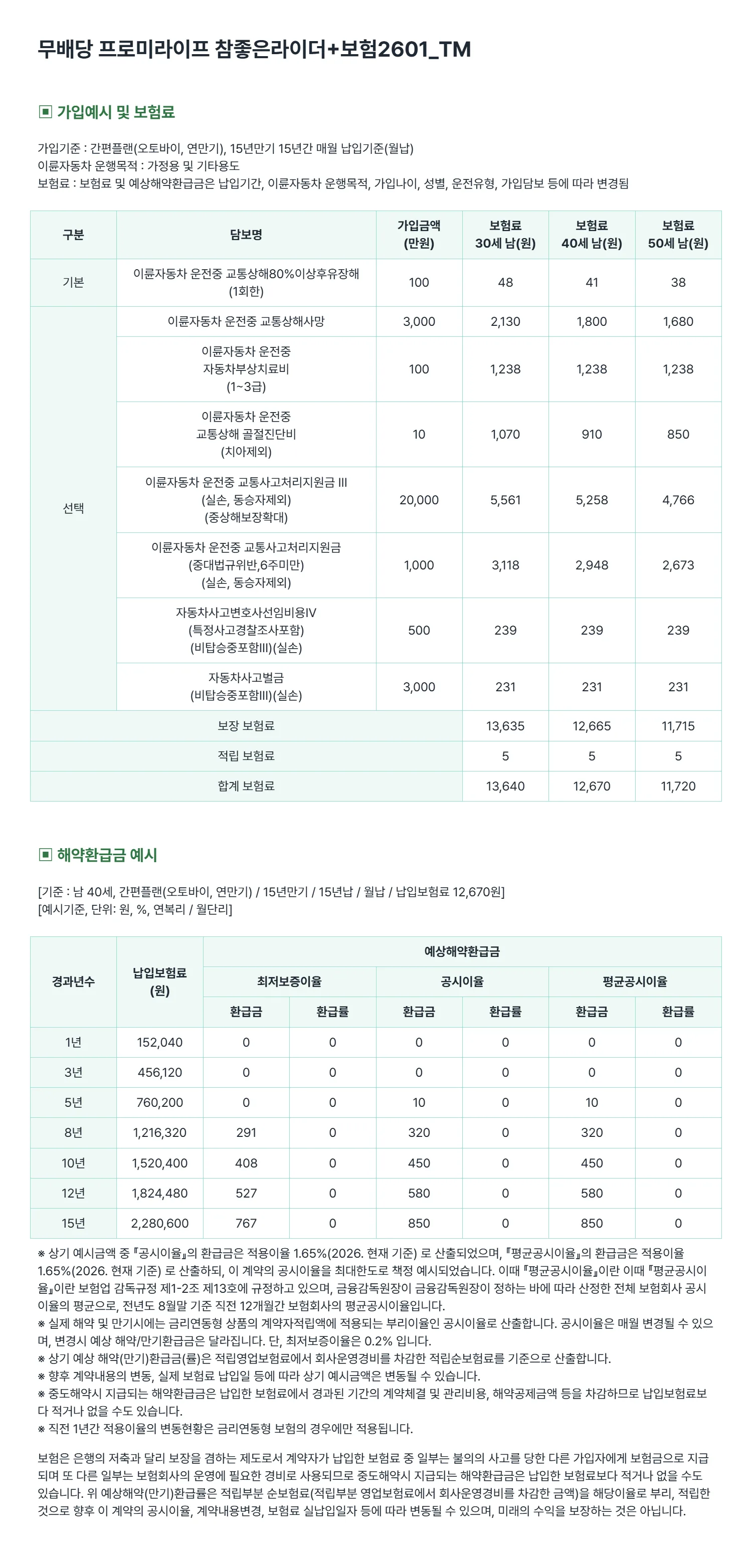 라이더보험 가입예시(남성)